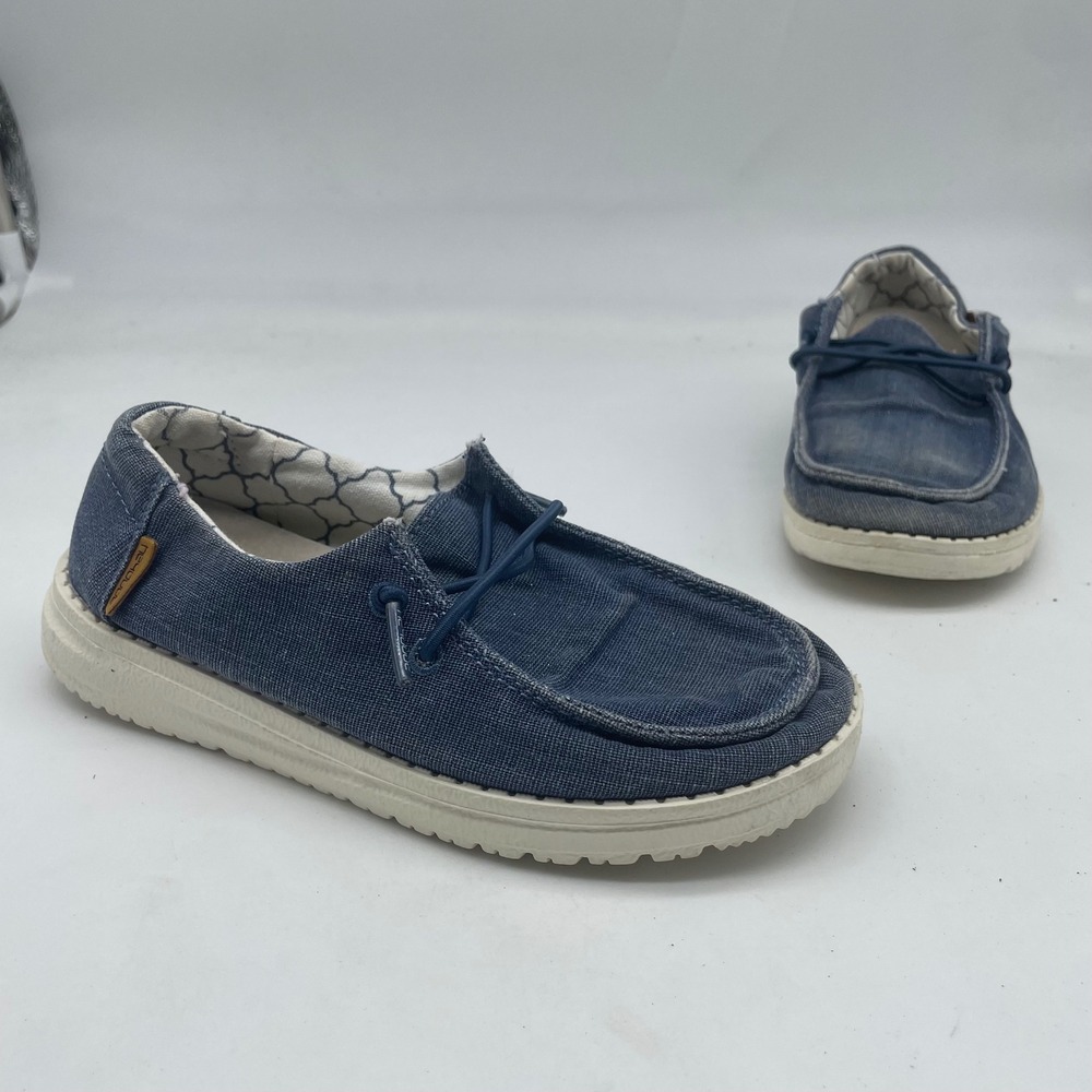 Hey Dude Wendy Youth Sparkling Denim Blue Loafers Slip On Shoes Size K11 30